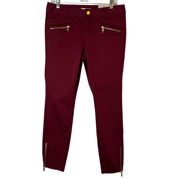 Loft Marisa Skinny Pants Zipper Ankle Burgundy Size 8P NWT - Picture 2 of 10